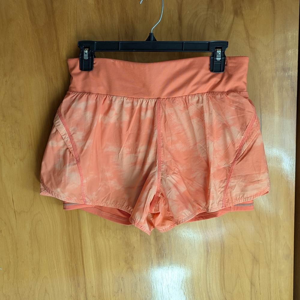 Fabletics Women's Athletic Shorts in Orange Tie-Dye